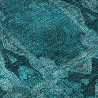 Premium Machine Washable Mayfield AMF564 Teal 8' x 8' Round Rug