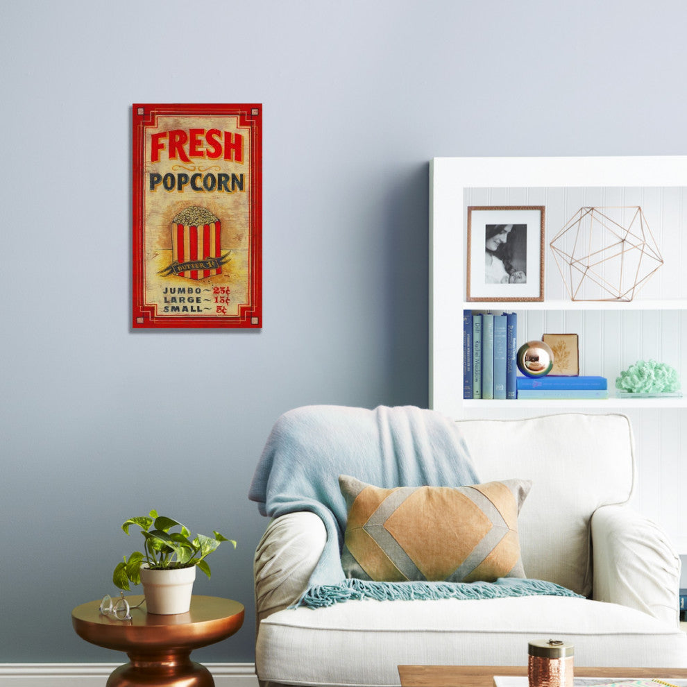 Vintage Fresh Popcorn Advertisement Wall Decor