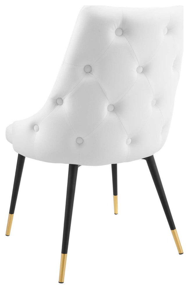 Tufted Side Dining Chair, Velvet, White, Modern, Bistro Restaurant Hospitality