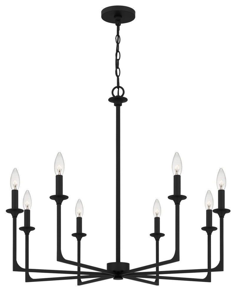 Quoizel PRC5032MBK 8-Light Chandelier, Prescott