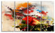 Roses and Sunny Day Watercolor, Floral Art Canvas Print, 48"x28", 4 Panels