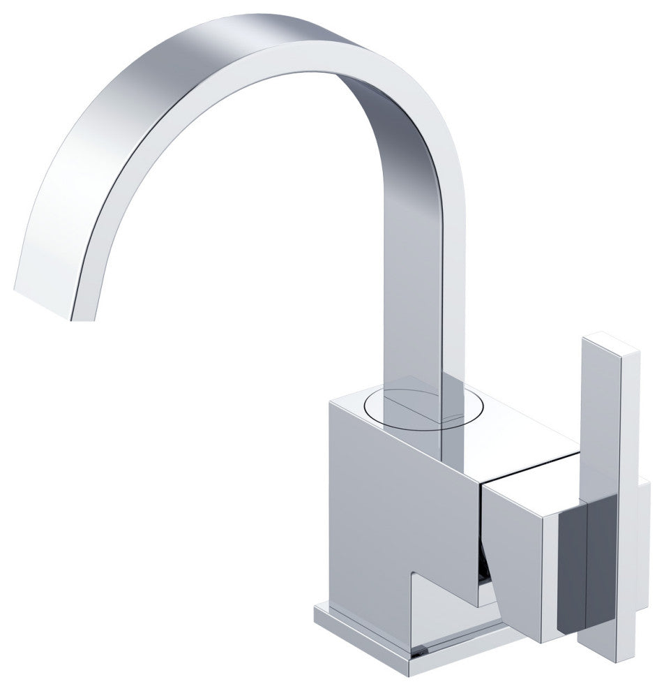 Sirius Single Handle Lavatory Faucet w/ Metal Touch Down Drain Chrome, Chrome