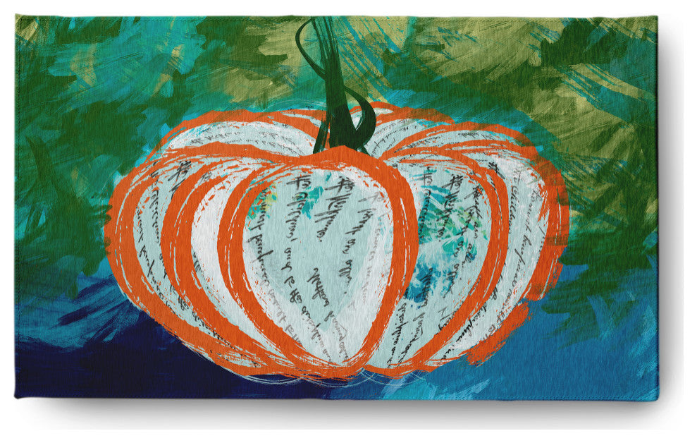 Artistic Pumpkin Fall Design Chenille Area Rug, Blue, 3'x5'