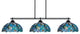 Odyssey 3-Light Island Light With Round Fitter, 16" Blue Mosaic Art Glass