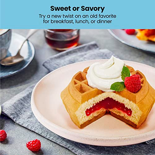 Anti-Overflow Waffle Maker, Belgian Waffle Iron with Seven Crunch Selector, Stainless - Big Stuff