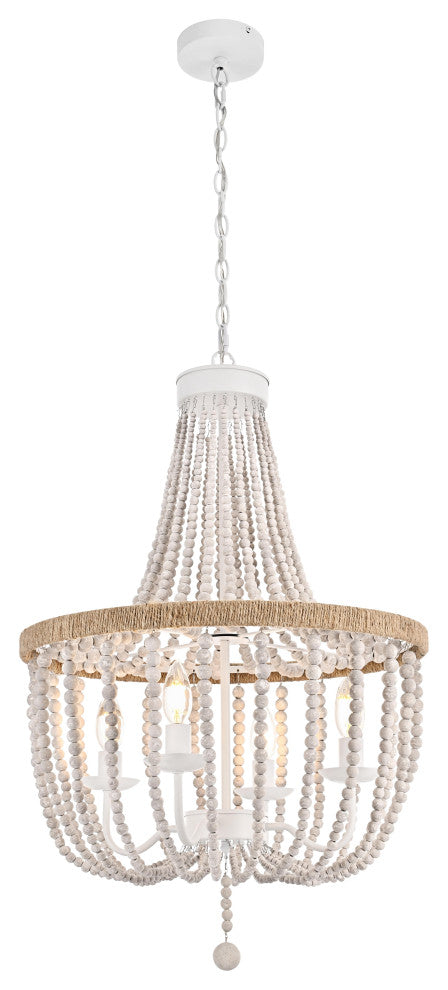 Home Living 20" Beaded Pendant, Antique White