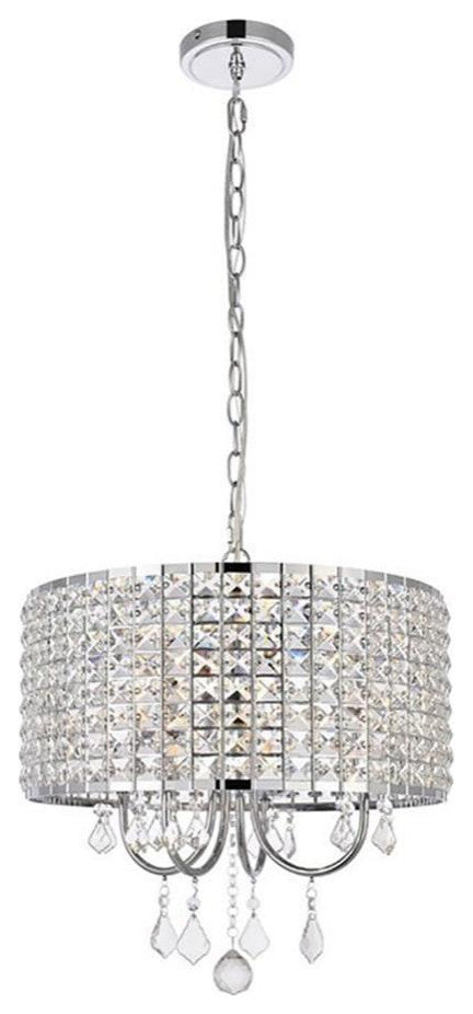 Living District Calista 4-Light Transitional Metal Pendant in Chrome
