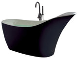 ADM Slippered Freestanding Bathtub, Glossy Black/White, 66.7"