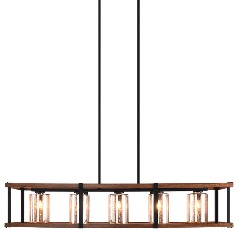 5-Light Rectangular Rustic Farmhouse Chandelier