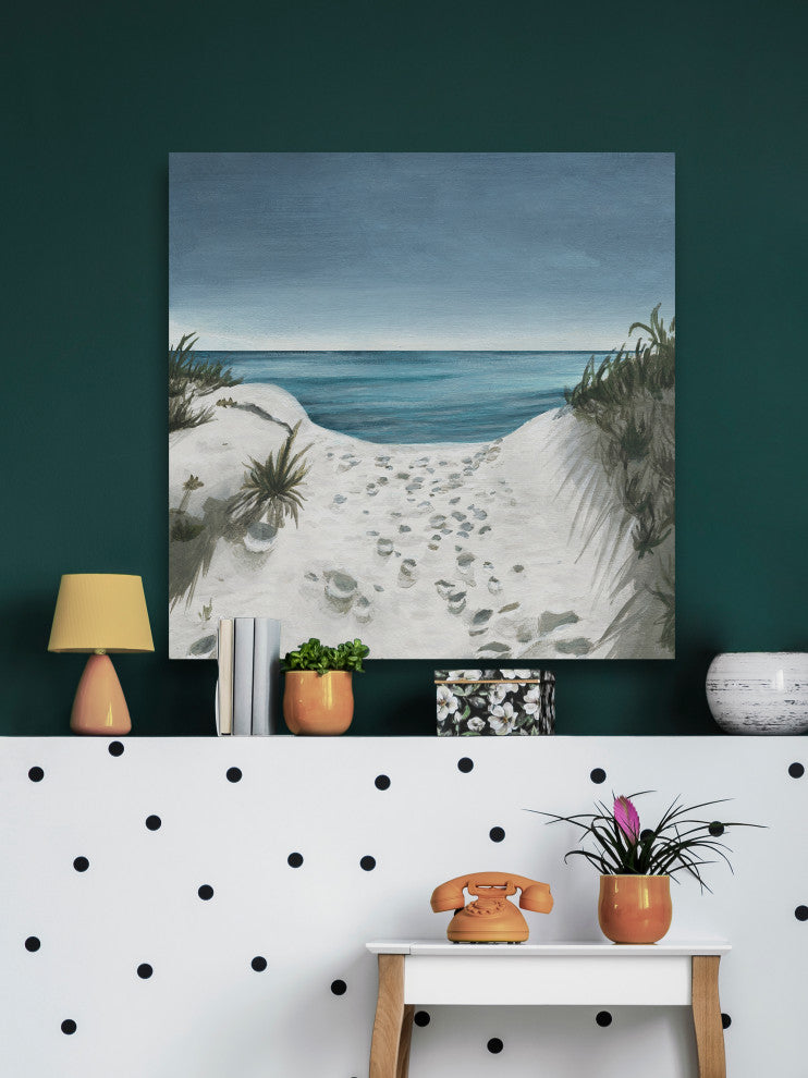 "Beach Footprints" Painting Print on Wrapped Canvas, 40x40