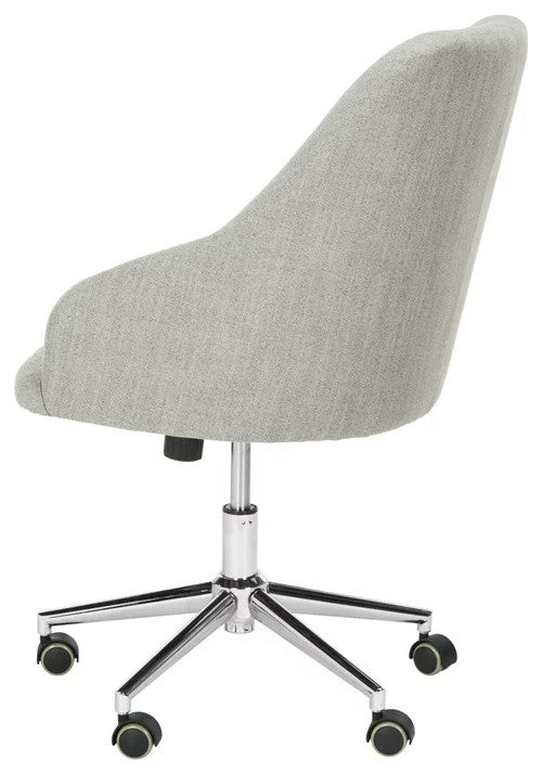 Transitional Office Chair, Chrome Base With Barrel Velvet Upholstered Seat, Gray