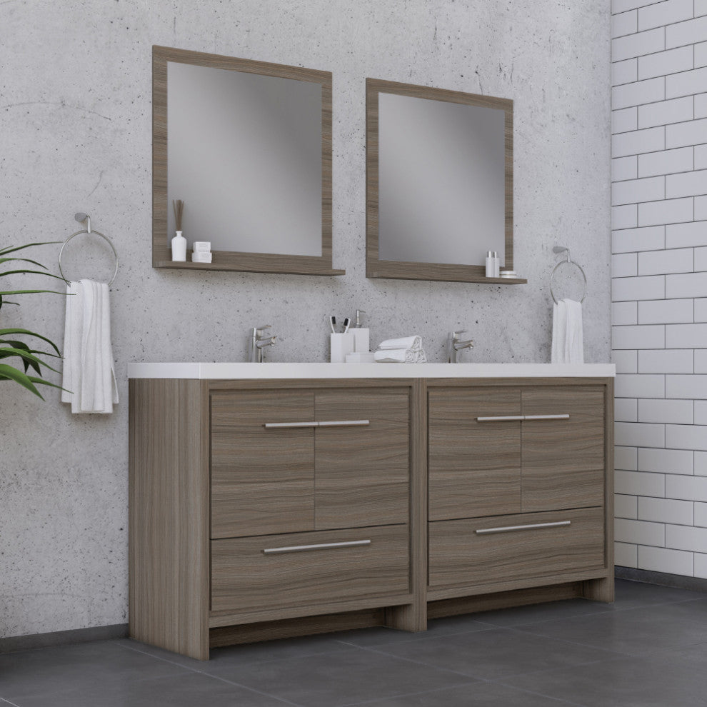 Sortino 72 inch Double Bathroom Vanity With Sink, Gray