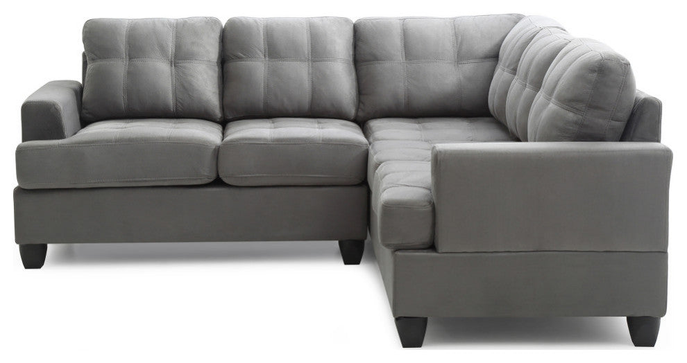 Sandridge 80" W 2 Piece Microfiber L Shape Sectional Sofa, Gray