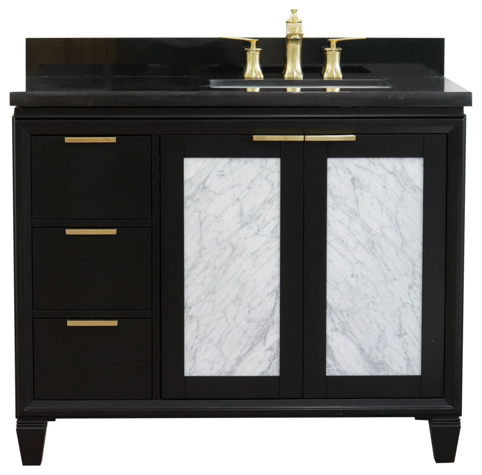 43" Single Vanity, Black Finish With Black Galaxy