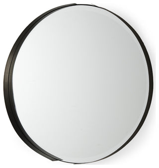 Adrianna 24.4" Black Metal Round Mirror