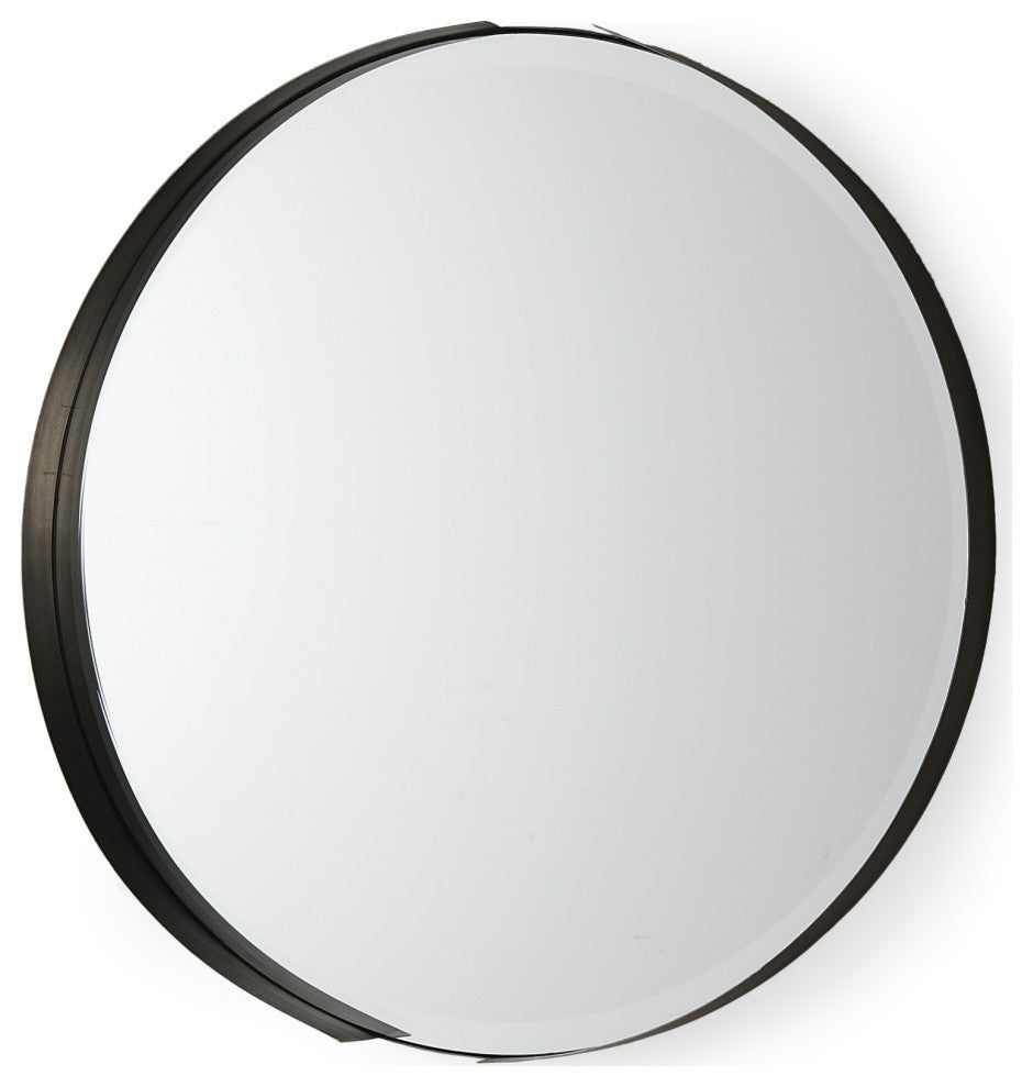Adrianna 24.4" Black Metal Round Mirror