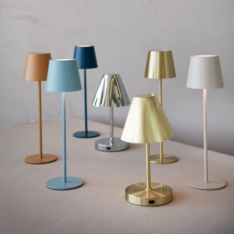 Metal LED Rechargeable Table Lamp With Touch Sensor, Blue