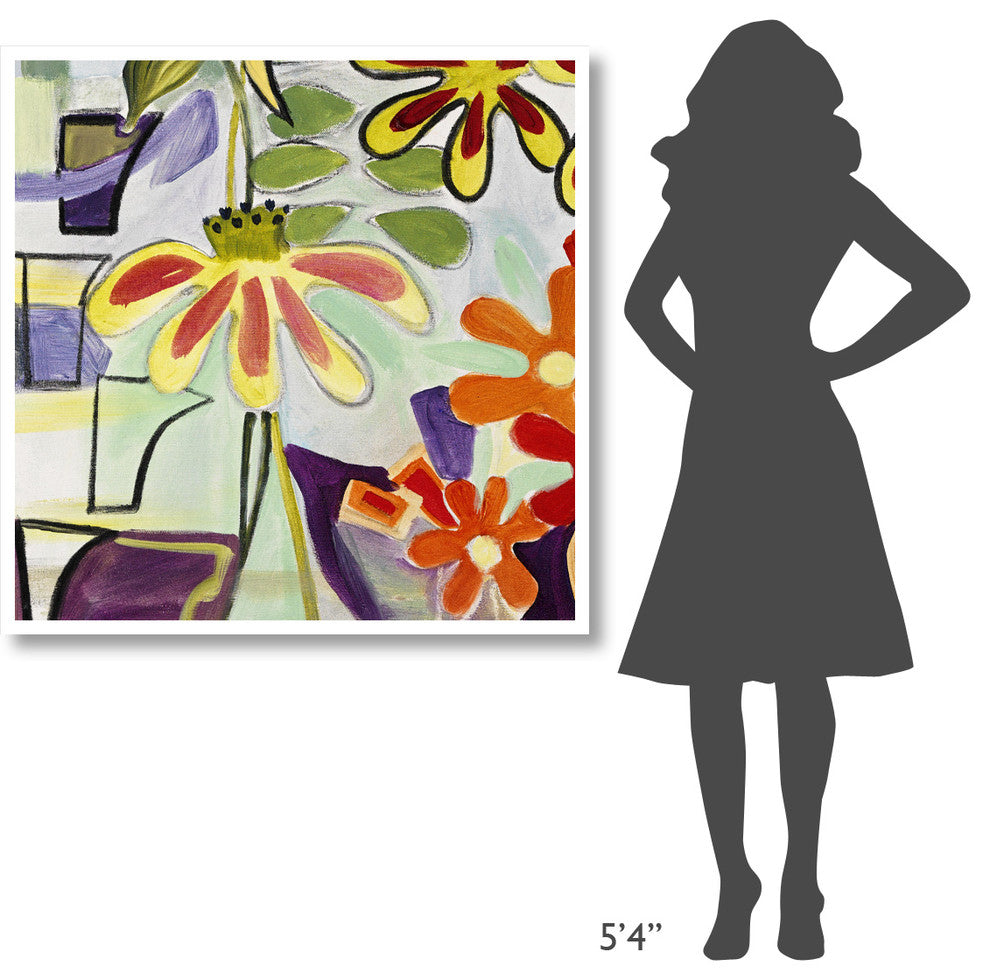 "Happy Snappy Garden BL" Digital Paper Print by Joan Elan Davis, 42"x42"