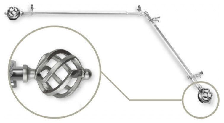 Twist Corner Window Curtain Rod, Satin Nickel, 120"-170"