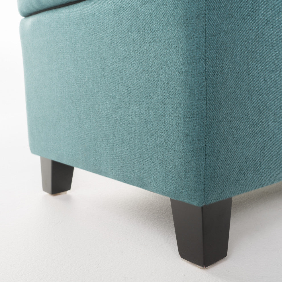GDF Studio Breanna Contemporary Storage Ottoman, Dark Teal Fabric