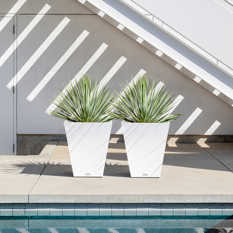 Nobleton Square Planter, White, 22 Inch, 1 Pack