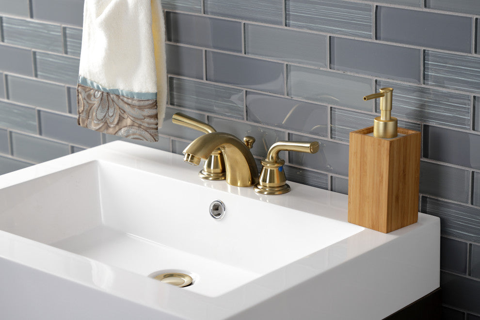 Kingston Brass KB957RXLSB Mini-Widespread Bathroom Faucet, Pop-Up Drain