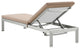 Lounge Chair Chaise, Aluminum, Metal, Silver Brown, Modern, Outdoor Patio Cafe