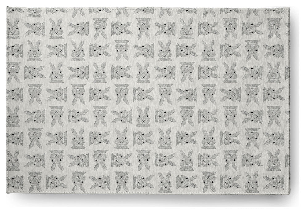 Criss Cross Bunnies Easter Chenille Rug, Whisper White, 2'x3'