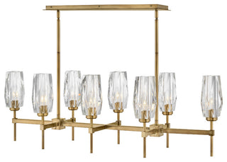 Ana Eight Light Linear Chandelier in Heritage Brass