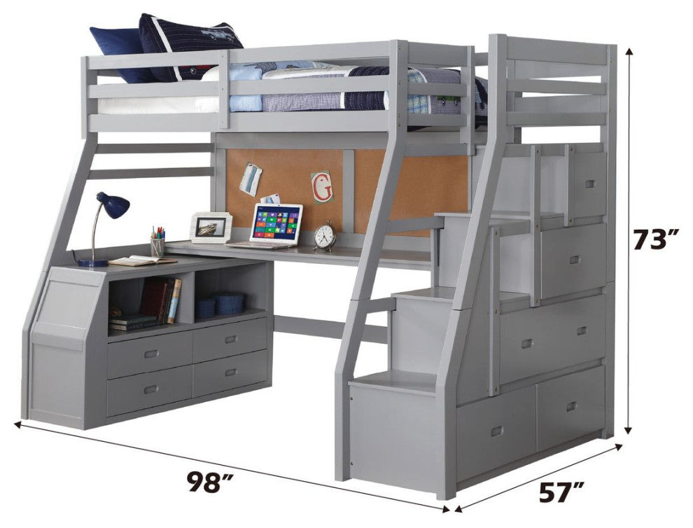 ACME Jason II Loft Bed and Storage Ladder, Gray