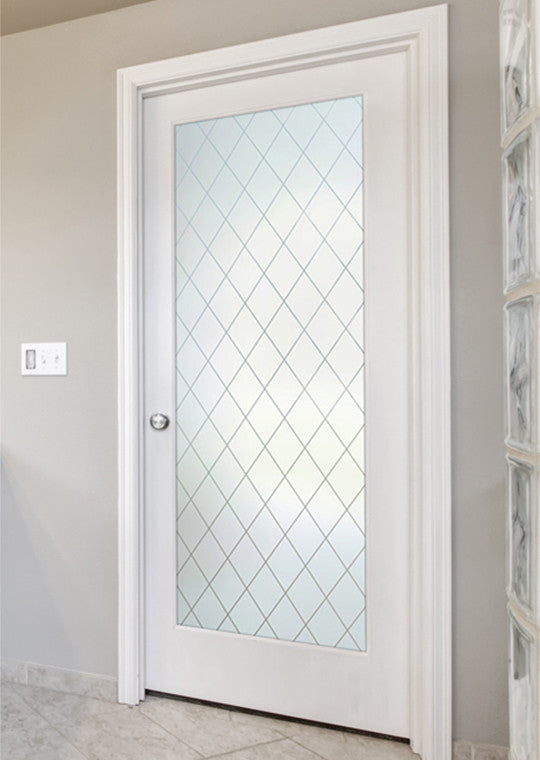 Interior Prehung Door or Interior Slab Door - Diamond Grid - Primed - 30" x...