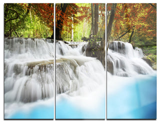 "Roaring Erawan Waterfall" Metal Wall Art, 3 Panels, 36"x28"