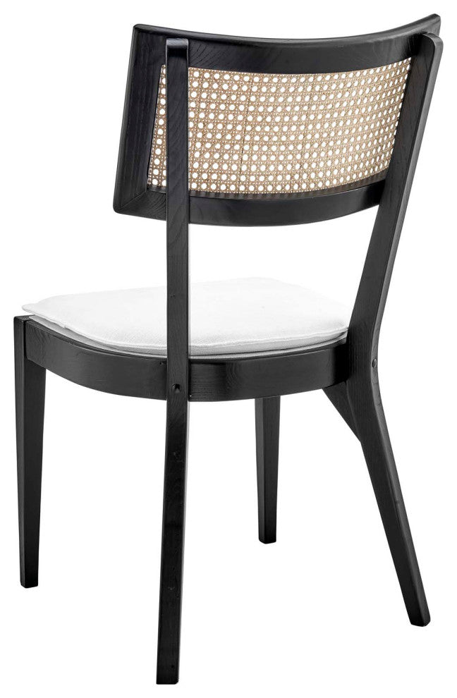 Side Dining Chair, Set of 2, White Black, Wood, Modern, Cafe Bistro Hospitality