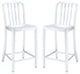 Modern Contemporary Dining Kitchen Metal Counter Stools, Silver, Set of 2