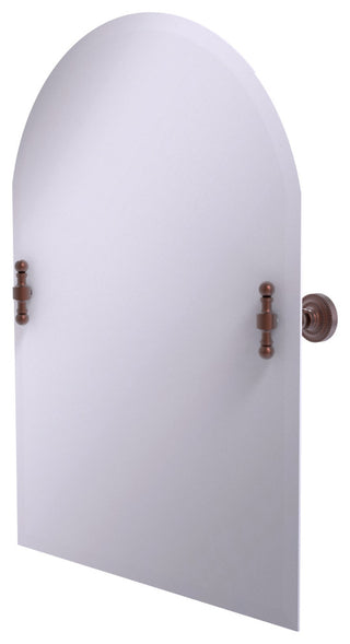 Frameless Arched Top Beveled Edge Tilt Mirror, Antique Copper