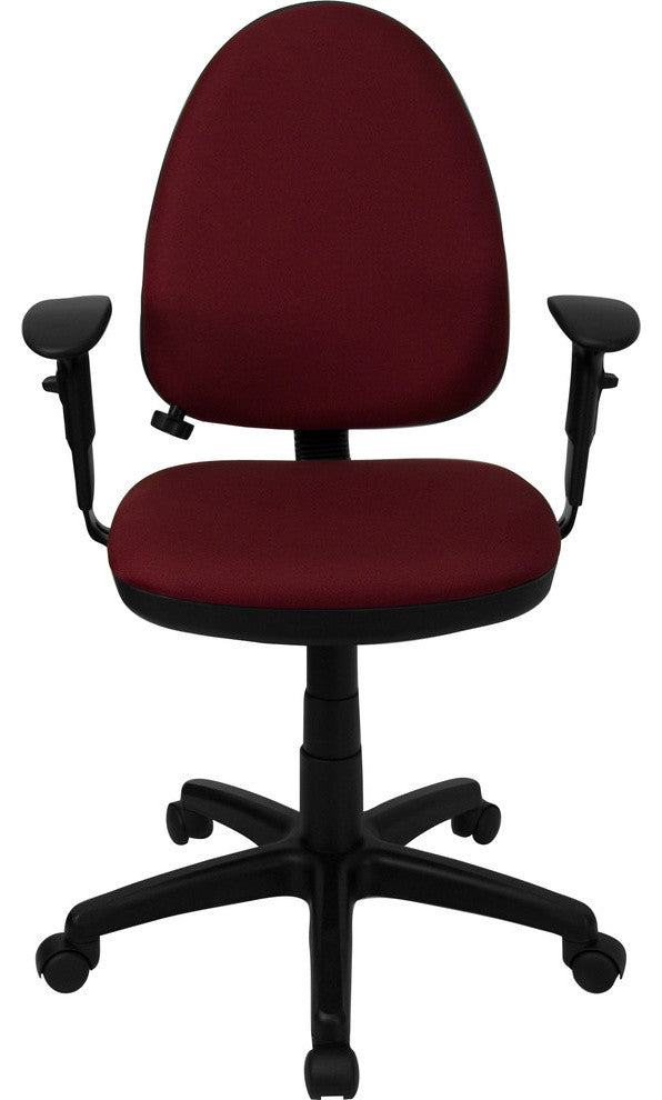 Mid-Back Burgundy Fabric Multifunction Swivel Task Chair