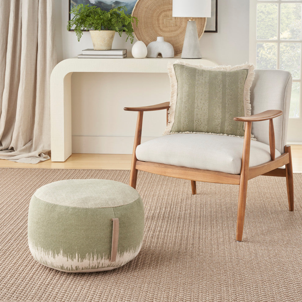 Mina Victory AS263 Pouf, Sage, 20" x 20" x 12"