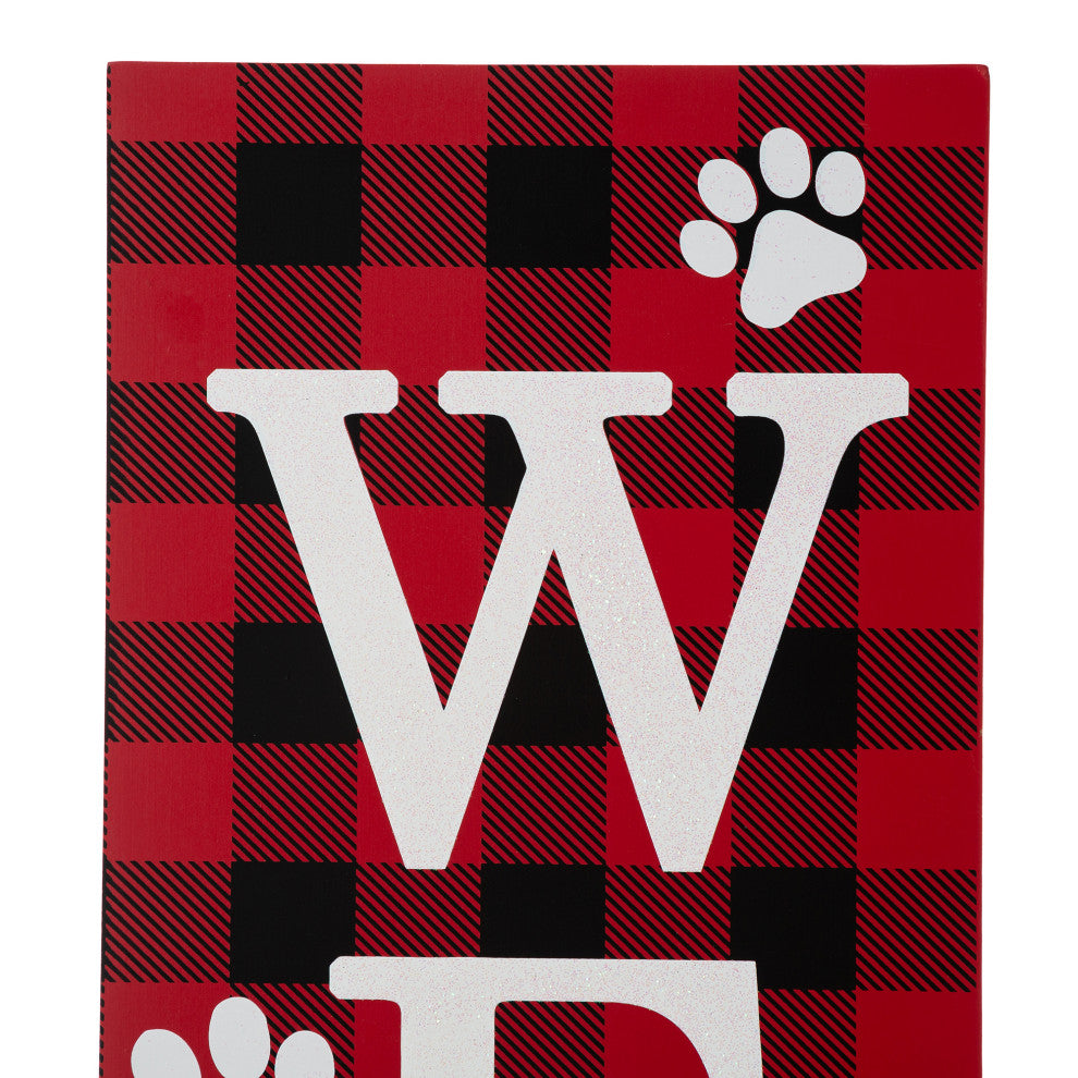 42"H Wooden Plaid Pet "WELCOME" Porch Sign