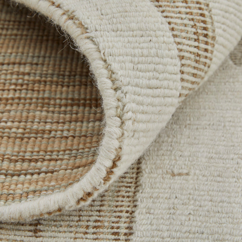 Peconic T8009 Modern/Industrial/Casual Area Rug, Tan/Ivory, 2'x3'