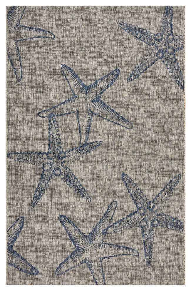 8" x 9" Blue Starfish Indoor Outdoor Area Rug