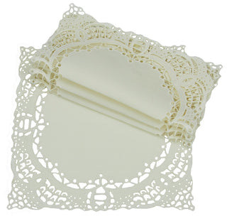 Dainty Lace 12" Square Doily, Ivory, Set of 4