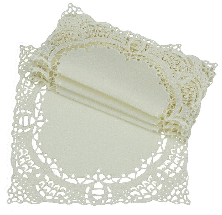 Dainty Lace 12" Square Doily, Ivory, Set of 4