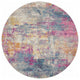 8' Blue And Pink Round Abstract Power Loom Area Rug
