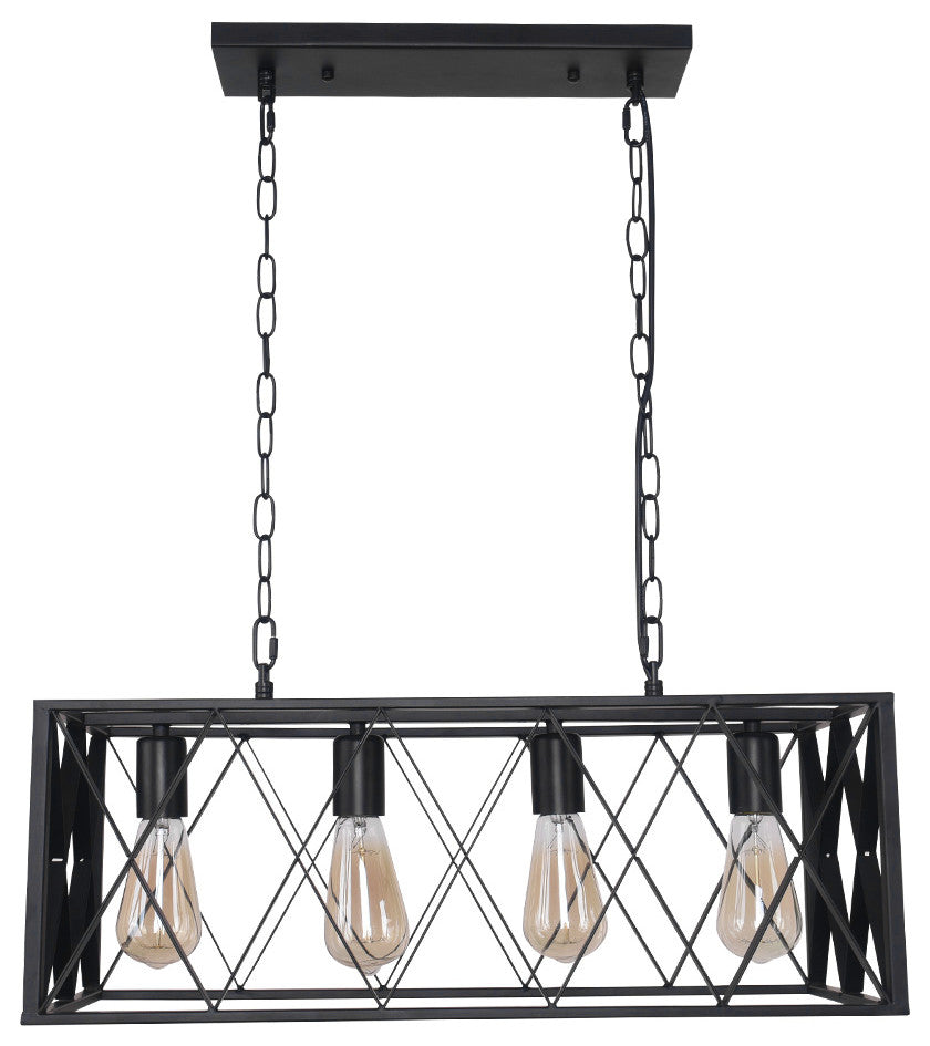 Modern 4-Light Rectangular Chandelier