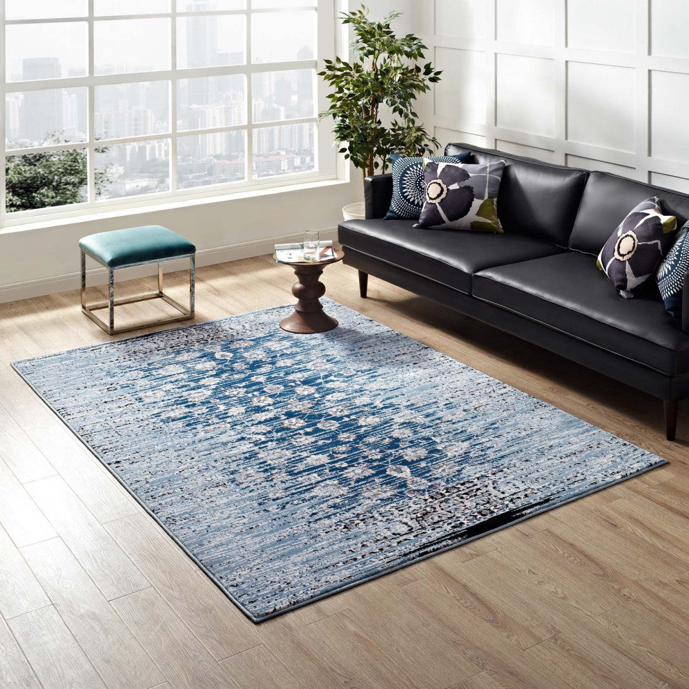 Chiara Distressed Floral Lattice Contemporary 8x10 Area Rug R-1131A-810