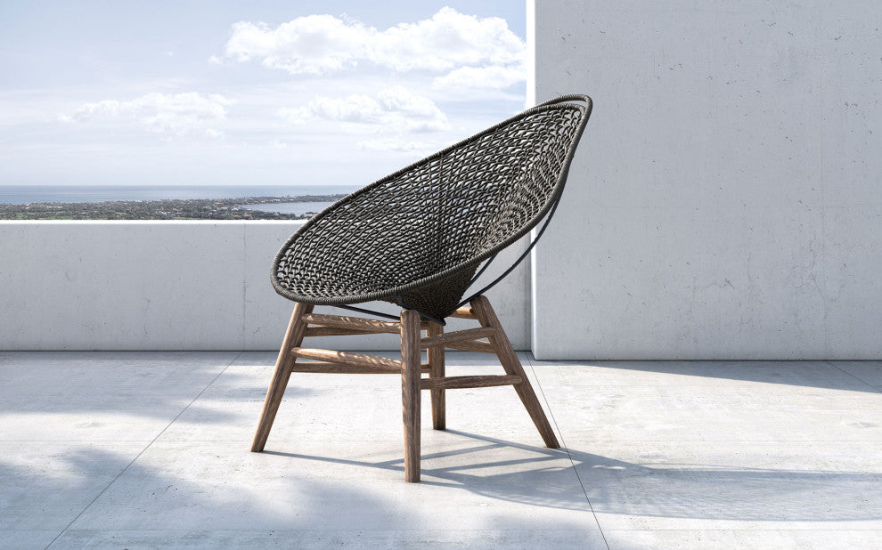 Lucida Accent Chair, Dark Gray Cord and Weathered Eucalyptus