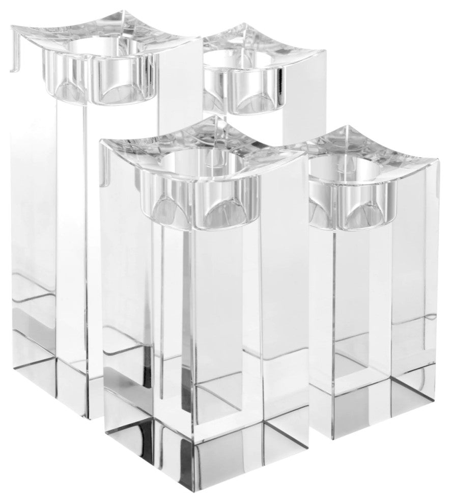 Crystal Tealight Holder, 4-Piece Set, Eichholtz Giancarlo, High
