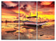 "Beautiful Boat Under Yellow Sky" Metal Wall Art, 3 Panels, 36"x28"