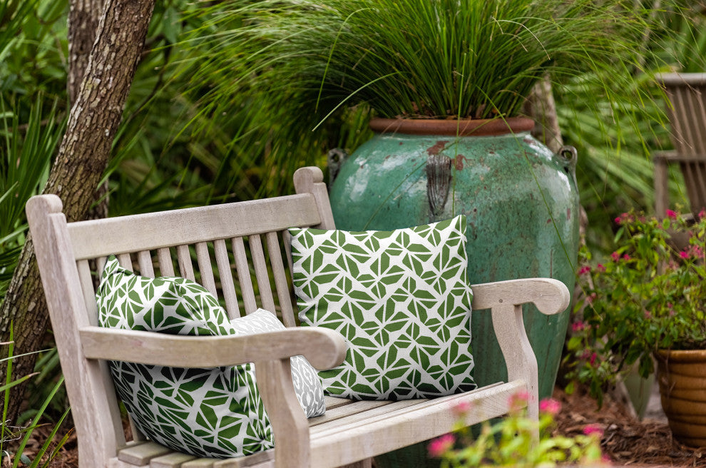 Kaleidoscope Graffiti Indoor/Outdoor Throw Pillow, Scallion, 18"x18"
