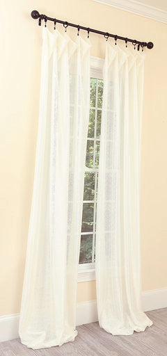 La Rosa Metallic Semi Sheer Rod Pocket Curtain  52''X96'' Single Panel , White